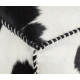 Large Square Hair on Hide Black & White Leather Square Blanket Stitch Pouf 