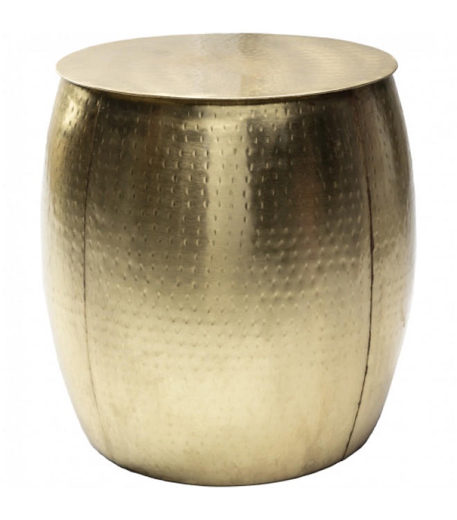 Hammered Gold Round Metal Drum Side, Side Tables Round Gold