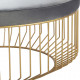 Grey Velvet Round Gold Cage Base Ottoman Coffee Table