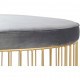 Grey Velvet Round Gold Cage Base Ottoman Coffee Table