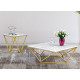 Square Real White Marble Geometric Golden Base Coffee Table