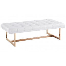 White Leather Bench Gold Legs