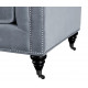 Grey Chesterfield Rolled Arm Velvet Tufted Sofa