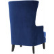 Blue Velvet Black Legs Silver Nail Head Accent Wing Chair