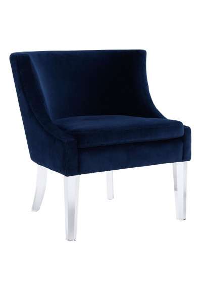 Navy Blue Velvet Accent Chair Acrylic Legs