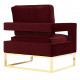 Modern Rich Maroon Velvet Gold Legs Lounge Chair
