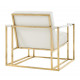 Cream Ostrich Print Gold Frame Lounge Chair