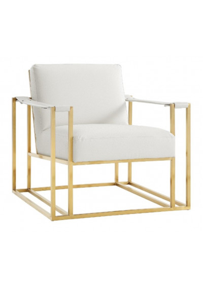 Cream Ostrich Print Gold Frame Lounge Chair