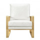 Textured Pearl Color Gold Frame Lounge Chair