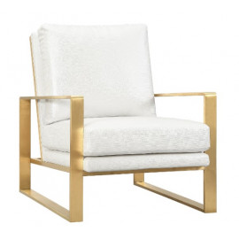 Textured Pearl Color Gold Frame Lounge Chair