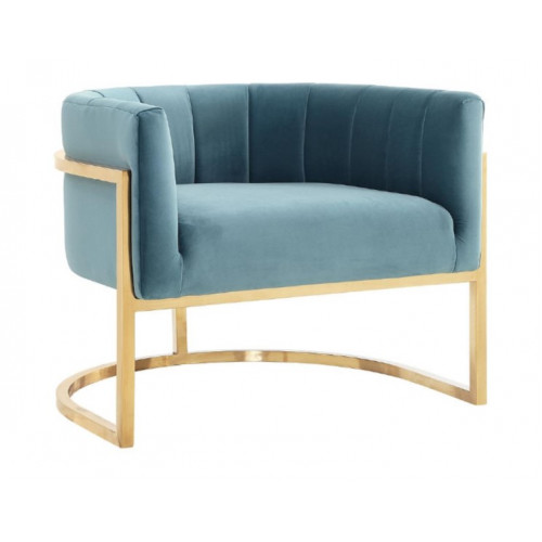 Light Blue Velvet Contemporary Modern Gold Frame Chair