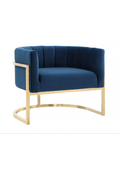 Blue Velvet Contemporary Modern Gold Frame Chair