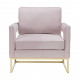 Modern Mauve Velvet Gold Legs Lounge Chair