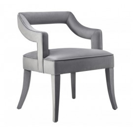 Grey Velvet Dining Arm Chair Upholstered Legs