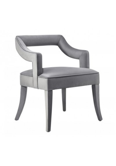 Grey Velvet Dining Arm Chair Upholstered Legs