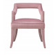 Pink Slub Velvet Dining Arm Chair Upholstered Legs