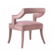 Pink Slub Velvet Dining Arm Chair Upholstered Legs