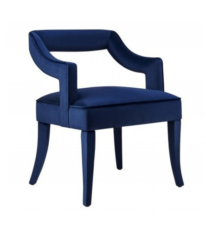 Navy Blue Velvet Dining Arm Chair, Blue Velvet Dining Arm Chairs