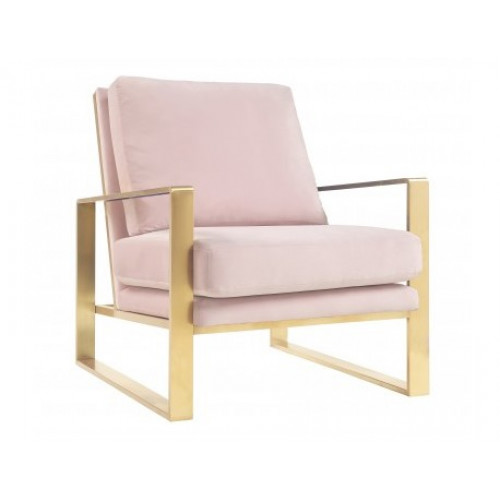 Mauve Pink Blush Velvet Gold Frame Lounge Chair