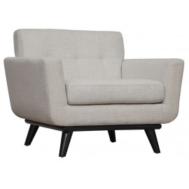 Cream Linen Mid-Century Chair