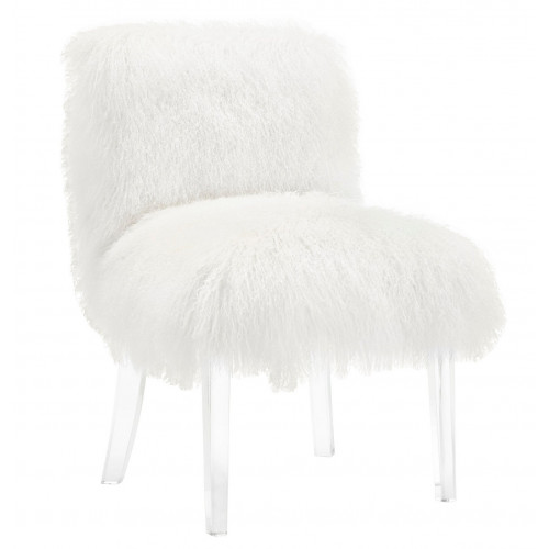 Fluffy White Sheepskin Chair Acrylic Legs