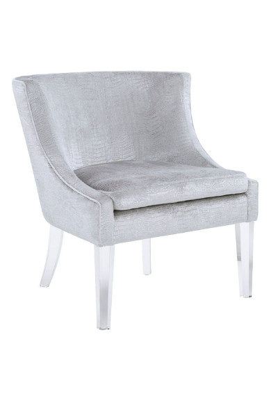 Light Grey Silver Croc Velvet Accent Chair Acrylic Legs