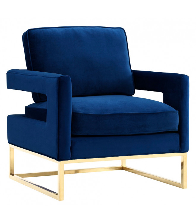 Modern Navy Blue Velvet Gold Legs, Navy Blue Chairs With Gold Legs