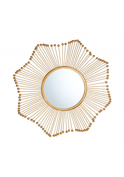 Gold Beaded Starburst Design Wall Mirror