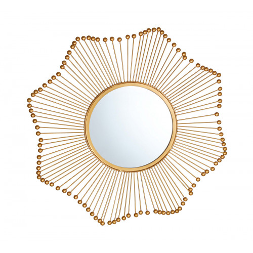 Gold Beaded Starburst Design Wall Mirror