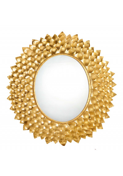 Gold Metal Sun Flower Petal Design Wall Mirror