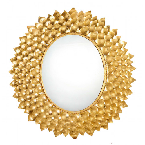 Gold Metal Sun Flower Petal Design Wall Mirror