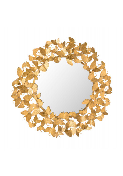 Gold Metal Butterfly Frame Wall Mirror Large