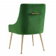 Green Velvet Accent Dining Chair Gold Back Handle & Legs