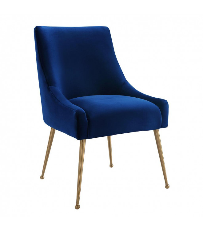 Blue Velvet Accent Dining Chair Gold, Blue Velvet Chairs With Gold Legs