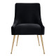 Black Velvet Accent Dining Chair Gold Back Handle & Legs