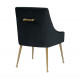 Black Velvet Accent Dining Chair Gold Back Handle & Legs