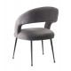 Grey Velvet Mid Century Glam Accent Dining Chair