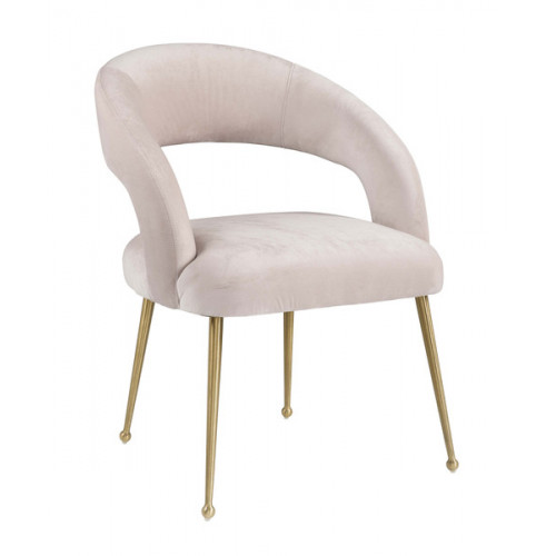 Light Light Pink Velvet Mid Century Glam Accent Dining Chair