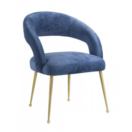 Blue Velvet Mid Century Glam Accent Dining Chair
