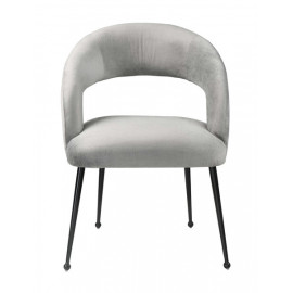 Light Grey Velvet Mid Century Glam Accent Dining Chair