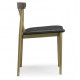 Dining Chair with Brass Colored Pine and Dark Brown SeatSet 2