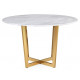 Glossy Gold & White Marble Round Dining Table