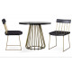 Dark Wood & Brass Dining Chair Set of 2
