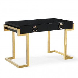 Glam Black Lacquer Gold Base Desk