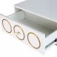 Glam White Lacquer Gold Details Side Table Nightstand