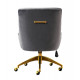 Grey Velvet Swivel Office Desk Chair Gold Base Wheels