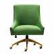 Green Velvet Swivel Office Desk Chair Gold Base Wheels