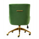 Green Velvet Swivel Office Desk Chair Gold Base Wheels