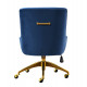 Blue Velvet Swivel Office Desk Chair Gold Base Wheels