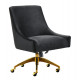 Black Velvet Swivel Office Desk Chair Gold Base Wheels